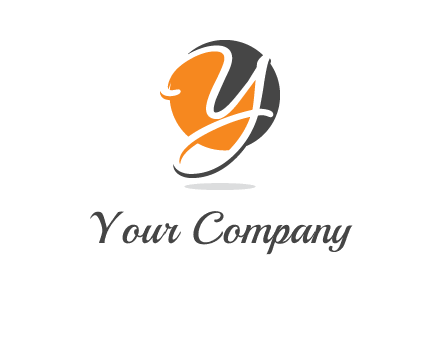 negative spacing script font letter Y in circle