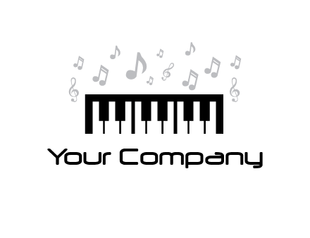 piano icon with music notes