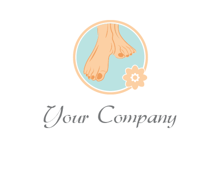 manicured feet and flower in circle spa logo