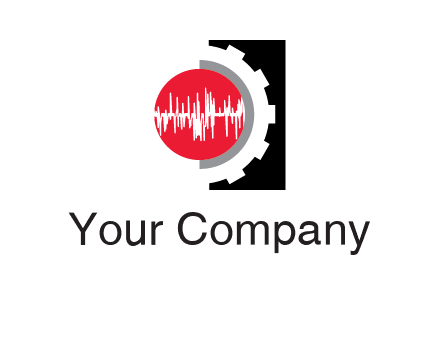 sound waves in circle and gear logo