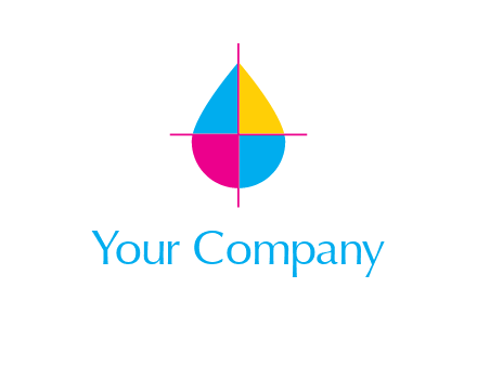 cross lines across colorful drop printing logo