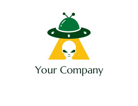 alien in the spaceship logo