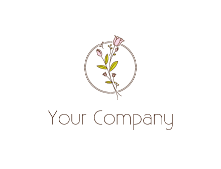 simple spa logo with flowers and buds growing on a stem