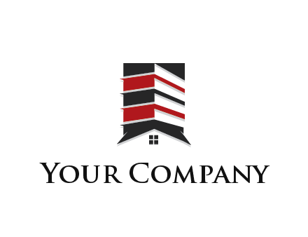 highrise building over house logo