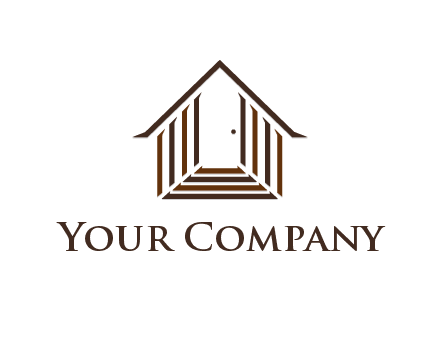 house construction logo with mandela effect on the stairs leading to a door