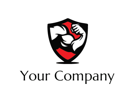 bicep of a bodybuilder in a fitness logo