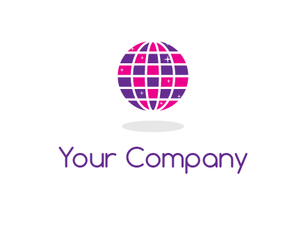 disco ball in the air with shining stars logo