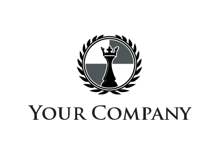 king on chess squares surrounded by wreath