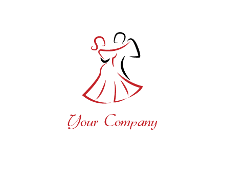 line art couple dancing