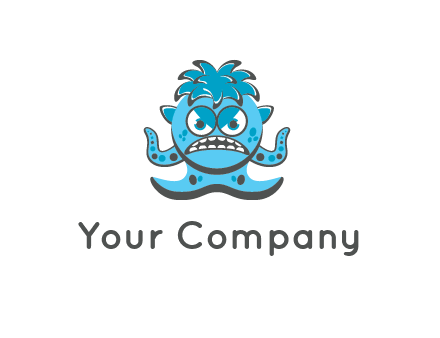 germ with tentacles and hair with angry face