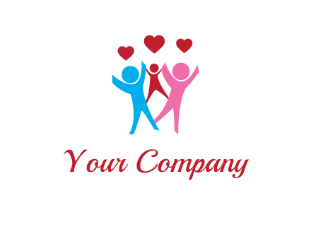 happy family with love symbol