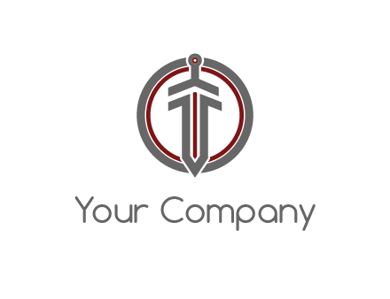 digital circle behind digital sword