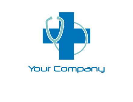 stethoscope around first aid sign