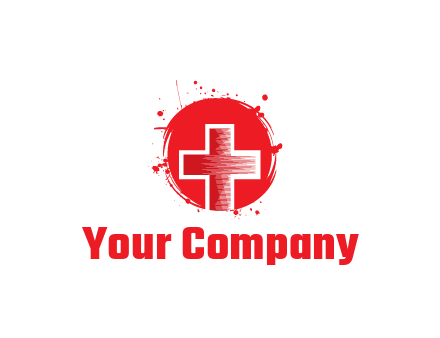 cross in circle with paint splatter