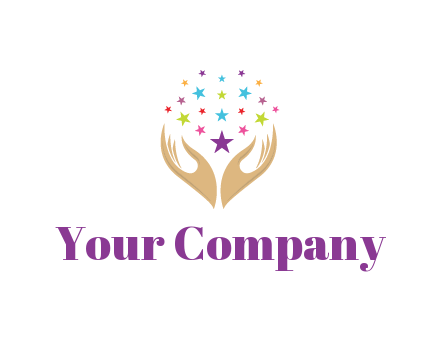 abstract hands under colorful stars