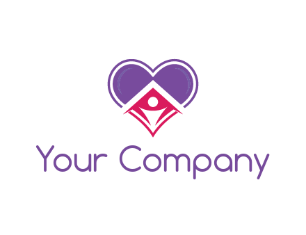 people icon in home joined with heart