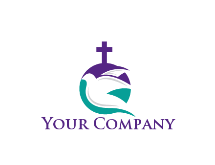 negative spacing dove in circle with cross