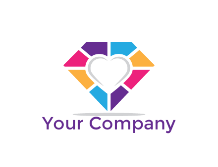 polygonal diamond with negative spacing heart