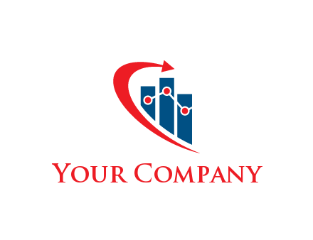 bar graph with network lines and arrow swoosh