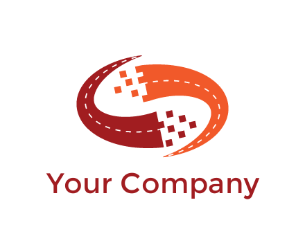 digital swoosh pixelated trade logo