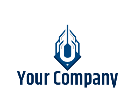 line art abstract skyscraper construction logo