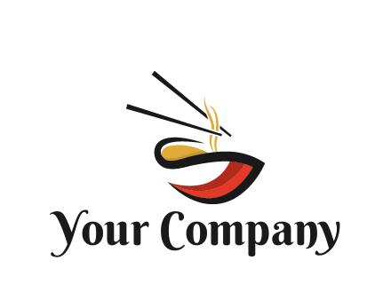 abstract noodle bowl with chopsticks restaurant logo