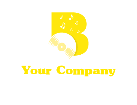 disk incorporated with letter b with music notes logo
