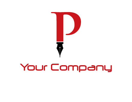 nib of a pen is placed beneath the letter p logo