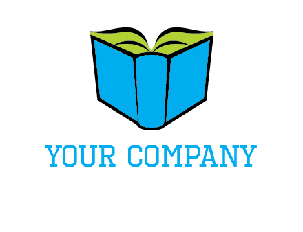 tilted open hardcover book logo