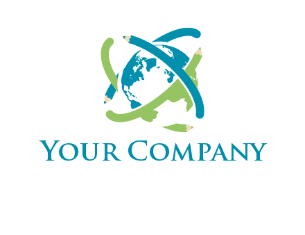 pencil orbit around the globe logo