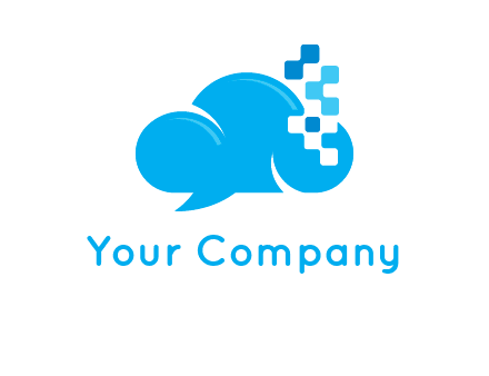 cloud forming speech bubble with technology squares connection logo