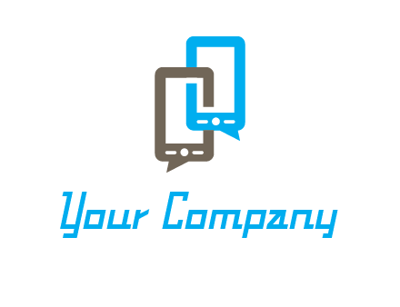 two cell phone incorporated with speech bubbles logo