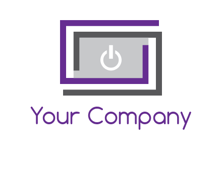 power button inside abstract monitor logo