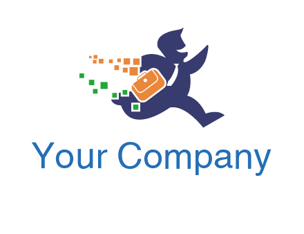 silhouette of a man with briefcase and tie running