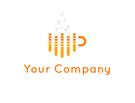 music bars forming coffee cup with notes logo