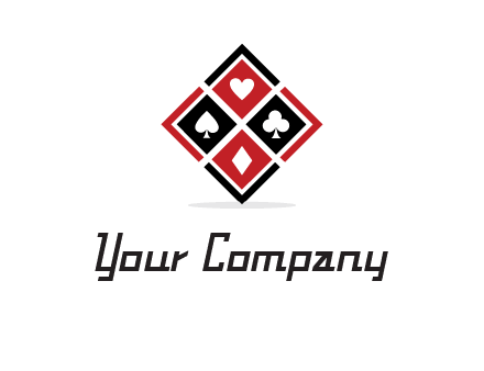 card suits in rhombus shape logo