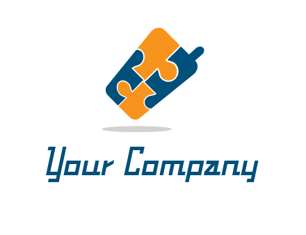 puzzle pieces in mobile shape logo