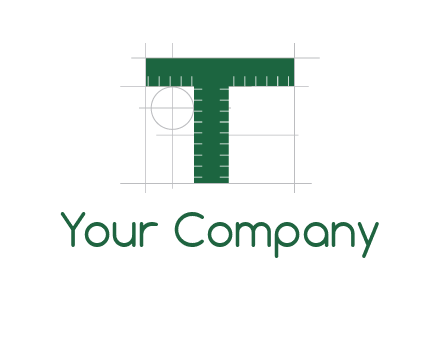 letter T as ruler construction logo
