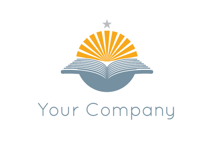 star and sun over an open book