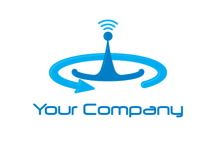 antenna with arrow in communication logo