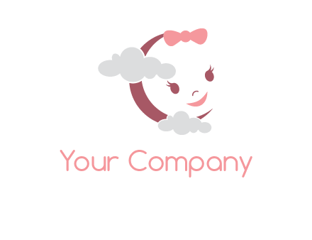 clouds in front of baby face childcare logo