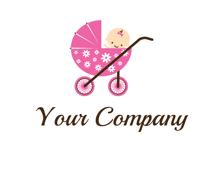 baby in stroller childcare logo